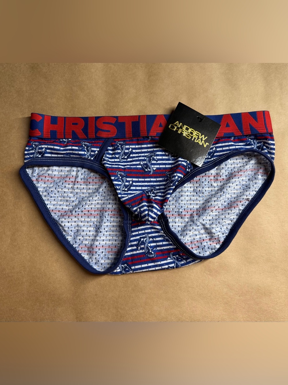 Andrew Christian Nautical Anchor Mesh Brief with Almost Naked X Small